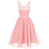 Lace Upper Backless Sleeveless Skater Dress #Lace #Pink #Sleeveless #Zipper